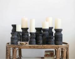 Black distressed pillar candle holders